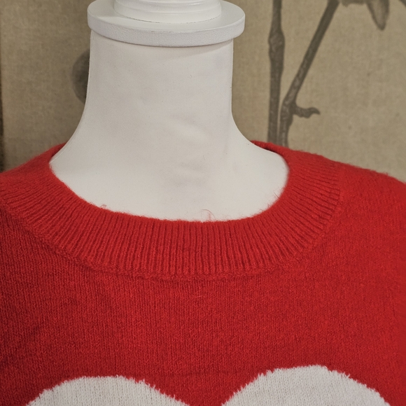 CeCe Women's Be Mine Heart Crewneck Long-Sleeve Sweater Pullover Size L - Picture 8 of 13